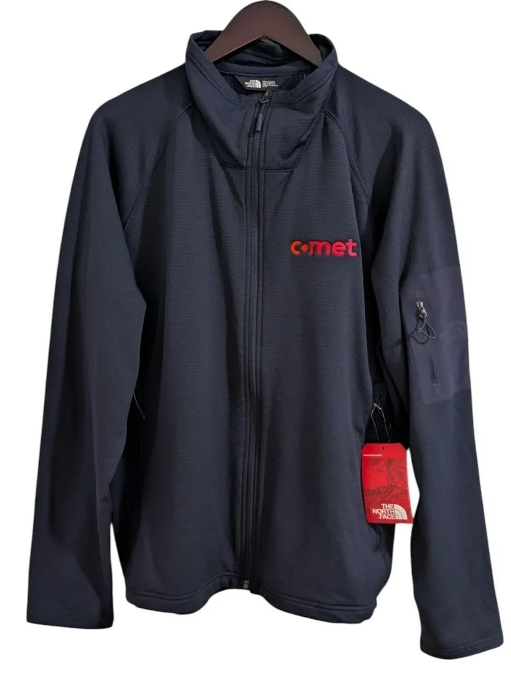 The North Face Mountain Peaks Full Zip Grid Fleece Jacket Navy Blue XL NWT